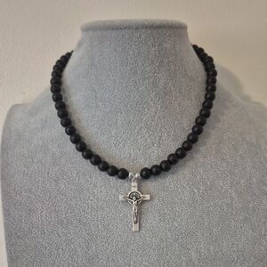 CRUCIFIX 17" CHOKER with Matching Braclet 7 1/2" UNISEX